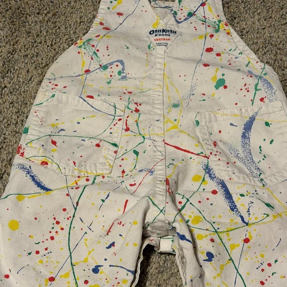 Vintage OshKosh B'Gosh Paint Splatter Overalls Toddler 12 Months USA
